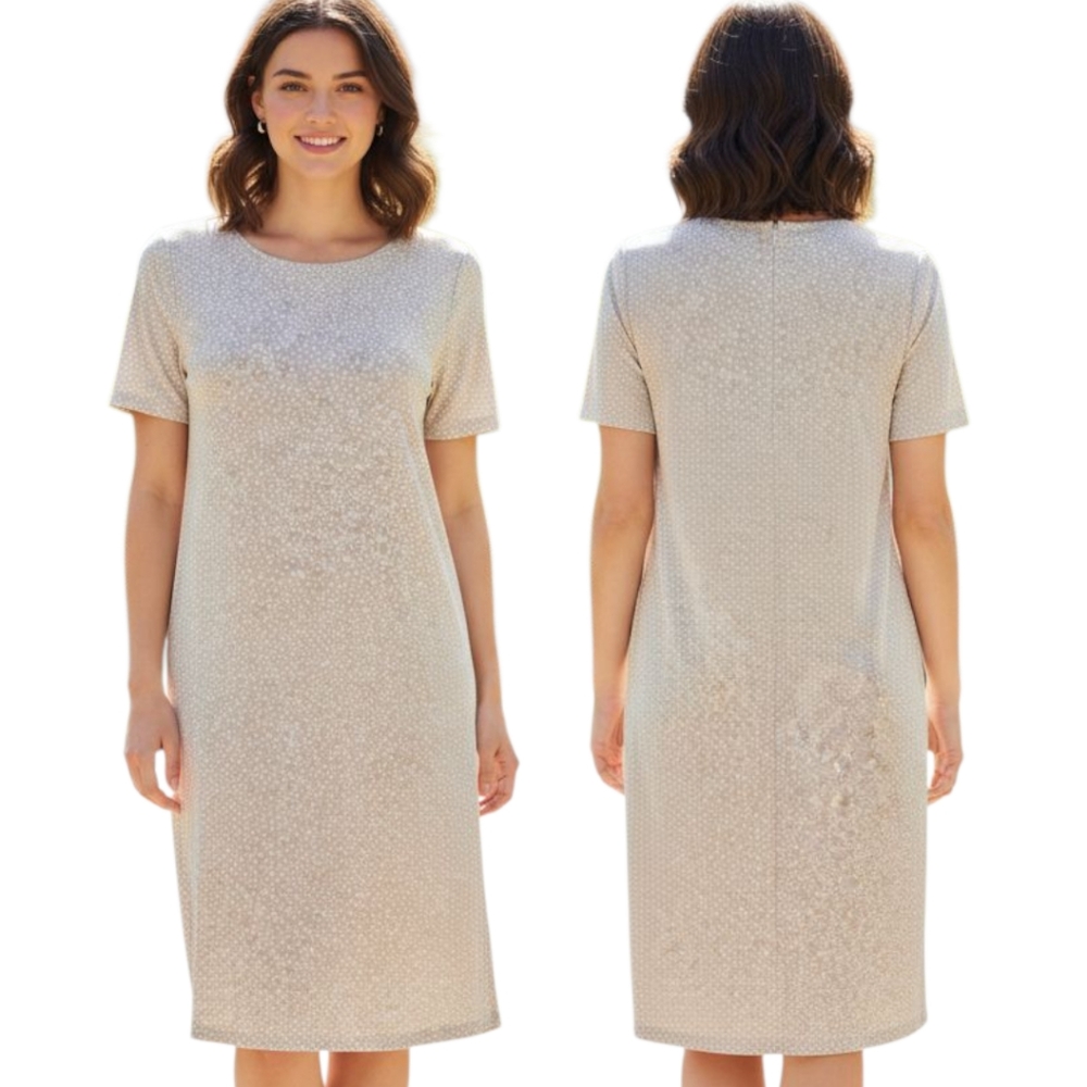 PESERICO Beige & White Polka-dot Sheath Dress - Size 6